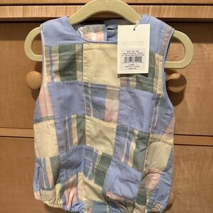 The Beaufort Bonnet Company Patchwork Top in Blue and Cream